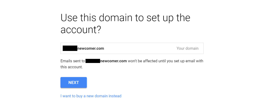 Gmail with your own custom domain name: Confirm domain name
