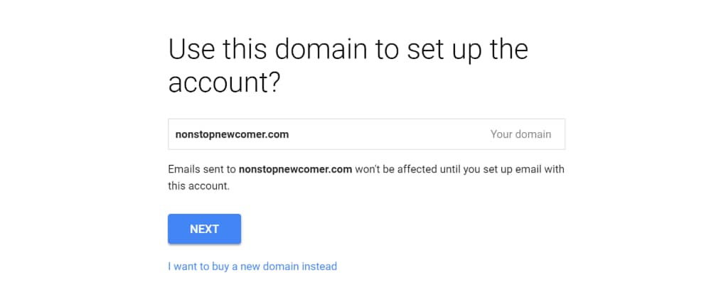 Confirm domain name.