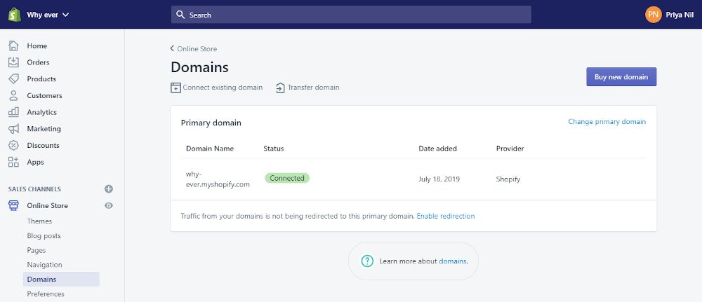 Shopify tutorial: Domains