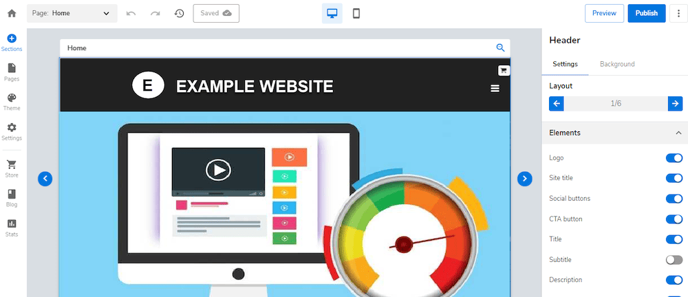 The Bluehost Website Builder screen for Bluehost vs Wix comparison.