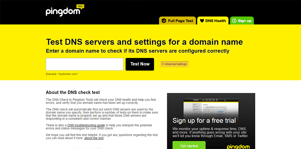 Минимизируйте время простоя WordPress: тест проверки DNS Pingdom