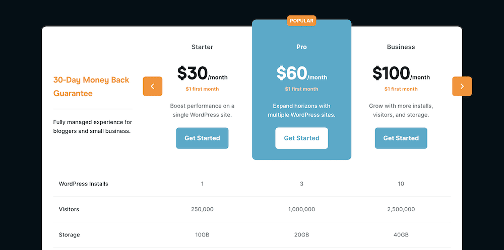 Rocket.net's pricing page.