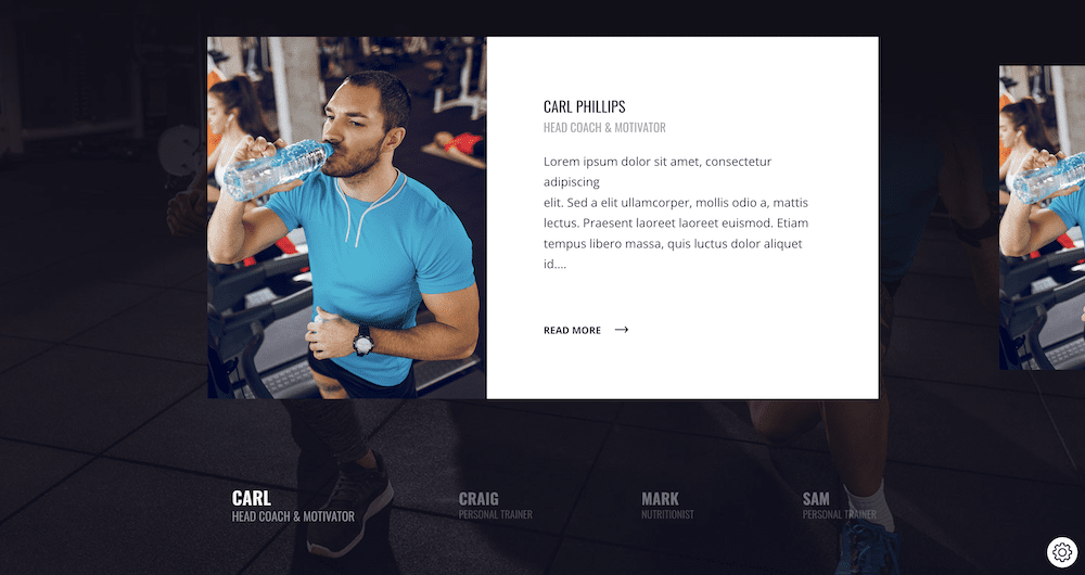 The FitPro website builder home page.