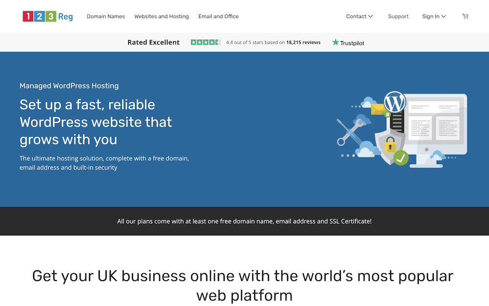Cheap UK web hosting is available from the 123-Reg UK homepage.