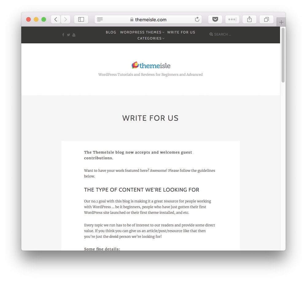 Themeisle to accept guest posts