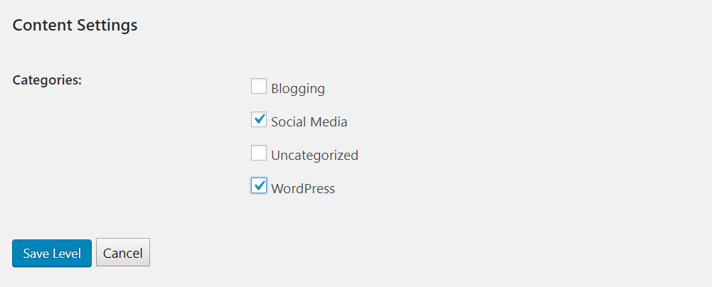 Set up content categories for members to access