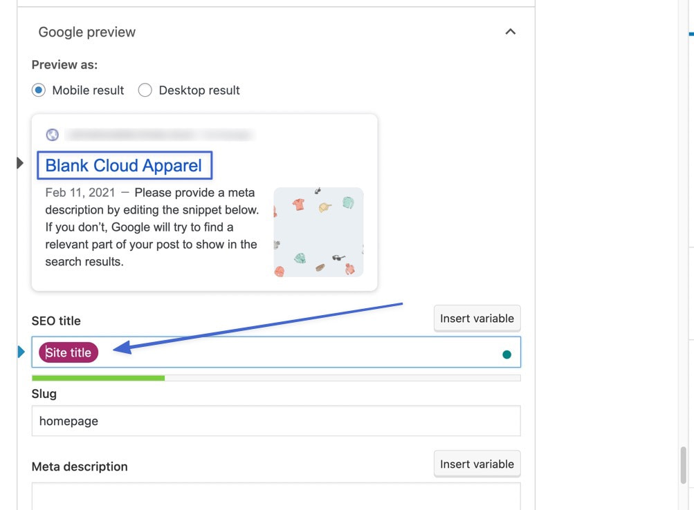 only leave the site title