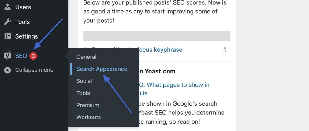 search appearance link