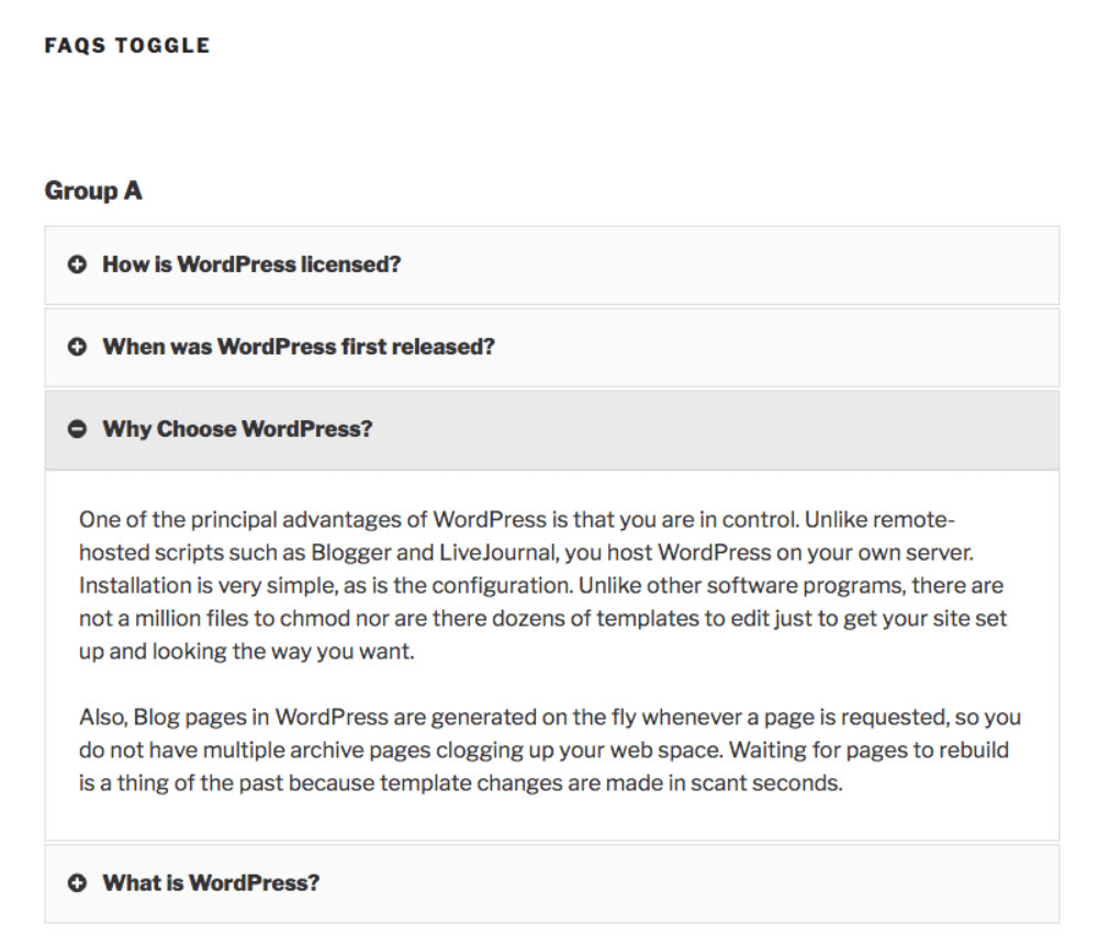 FAQ Toggle Style.