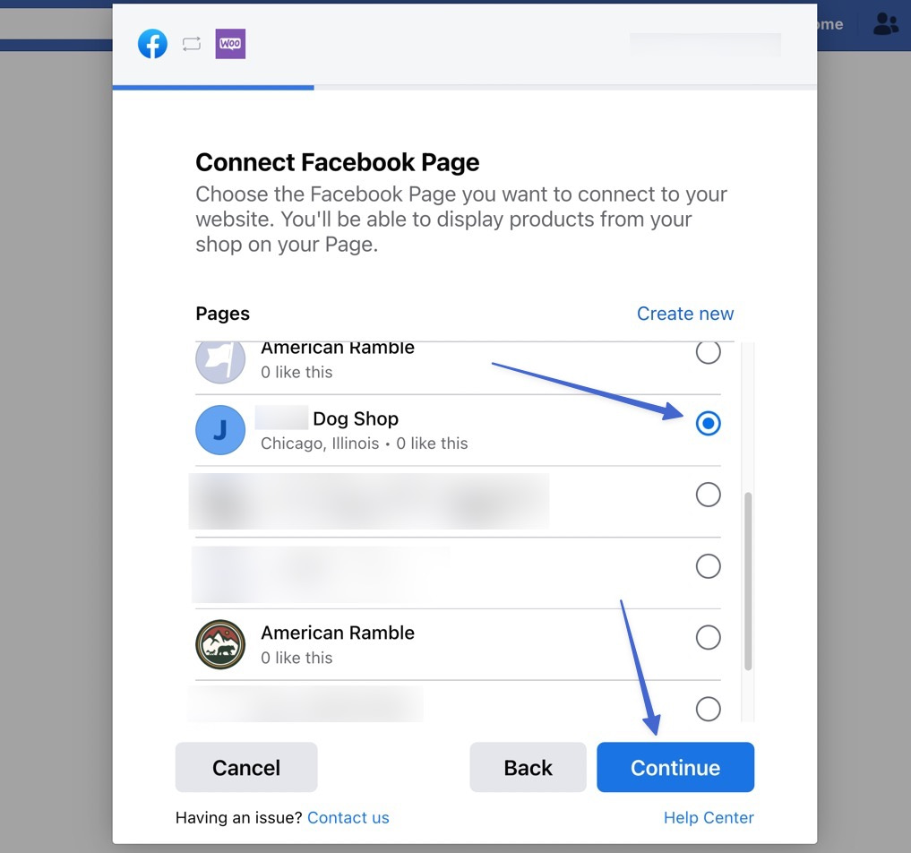 connect facebook page 