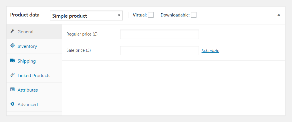 The WooCommerce Product Data section.
