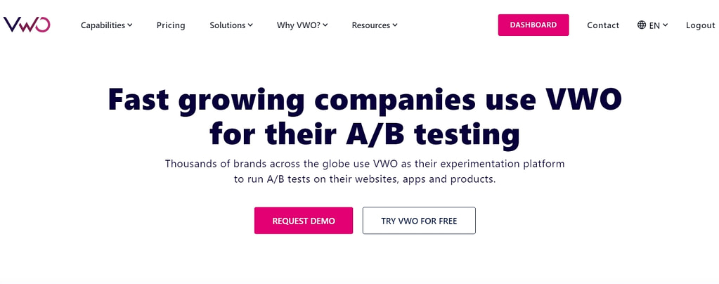 VWO landing page