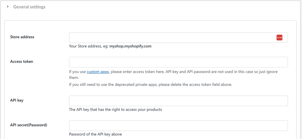 General settings in the Shopify to WooCommerce plugin