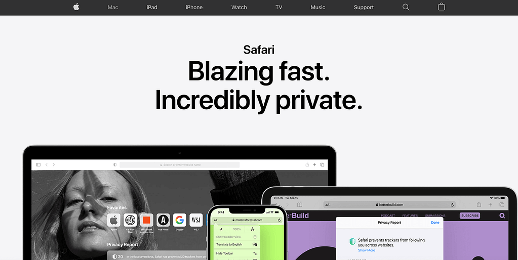 The Apple Safari web browser.