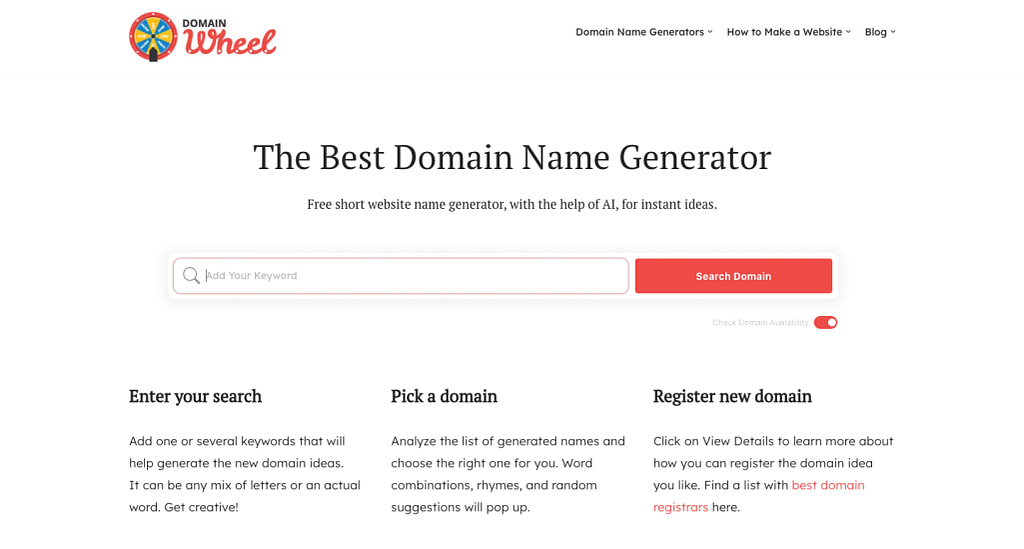 DomainWheel is the best AI tool for website domains