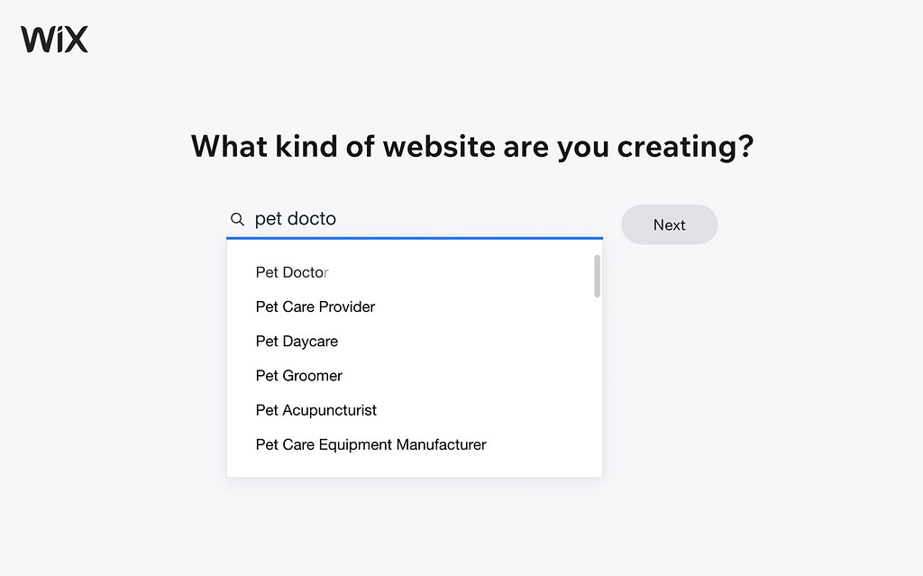Questions on what type of Wix website you're creating