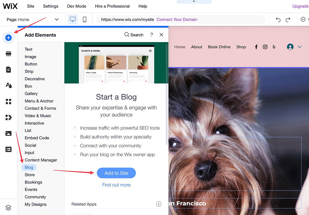 Adding the Wix Blog app to your site
