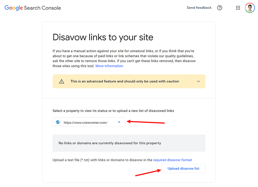 How to disavow backlinks in Google Search Console