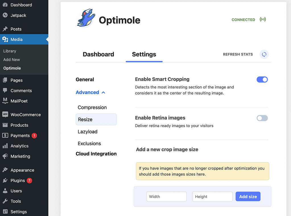 Advanced Optimole settings