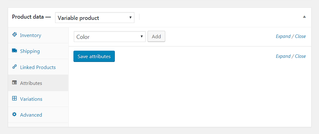 Adding WooCommerce attributes.