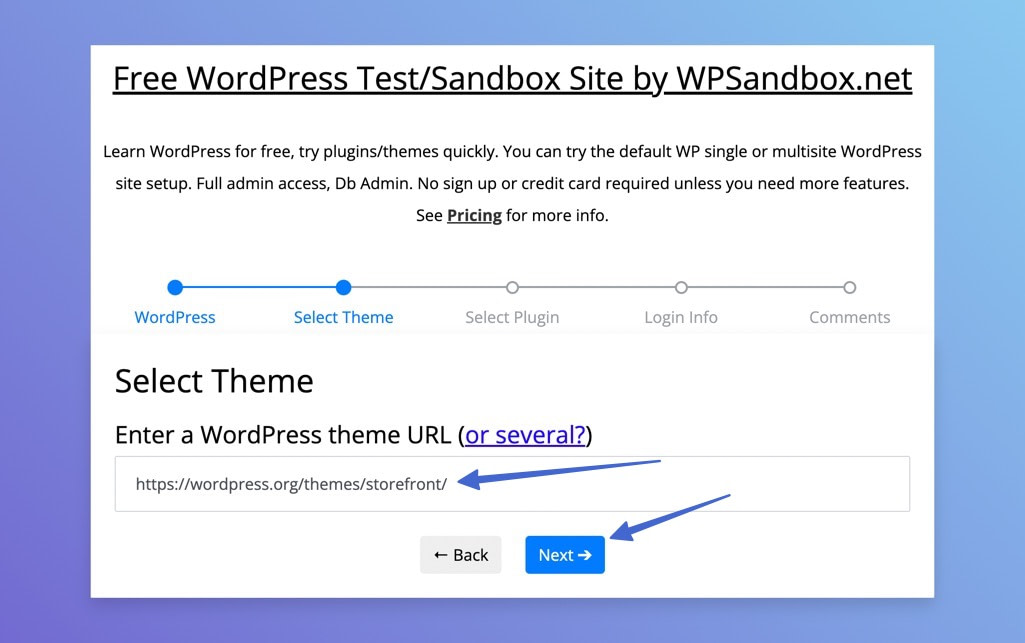 add a theme to the WordPress test site