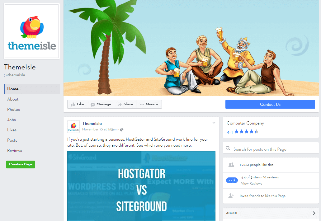 ThemeIsle's Facebook feed.