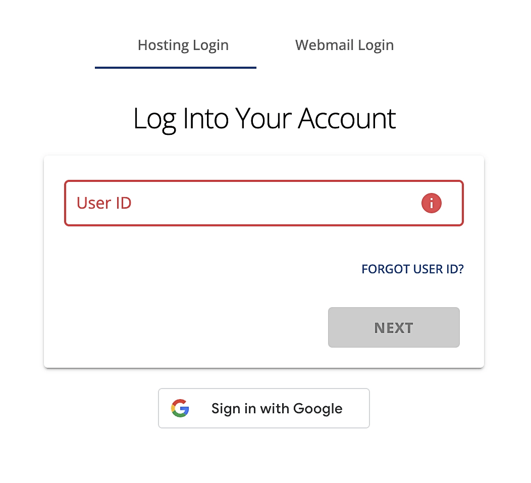 Provide your Bluehost login details to log into your account.