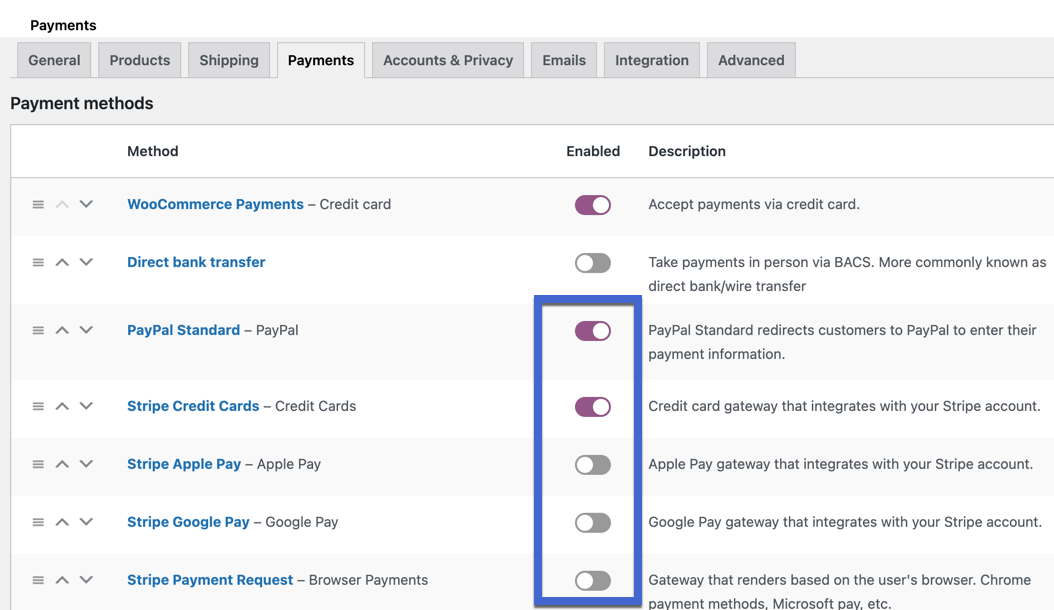 turn on other payment methods - WooCommerce Stripe