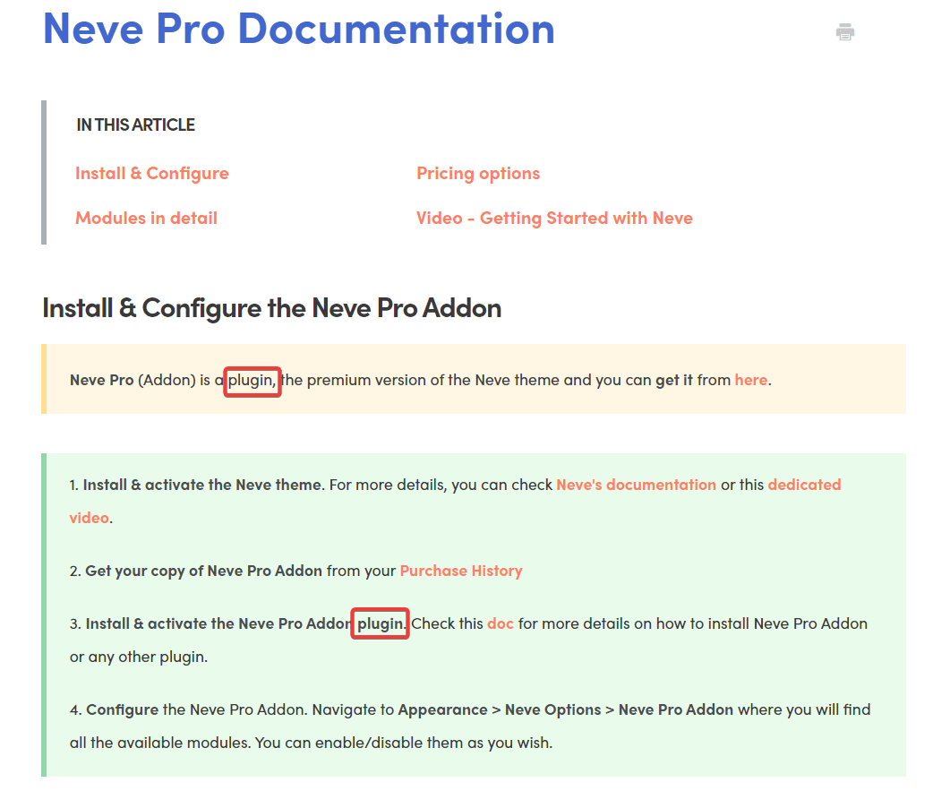 neve pro document