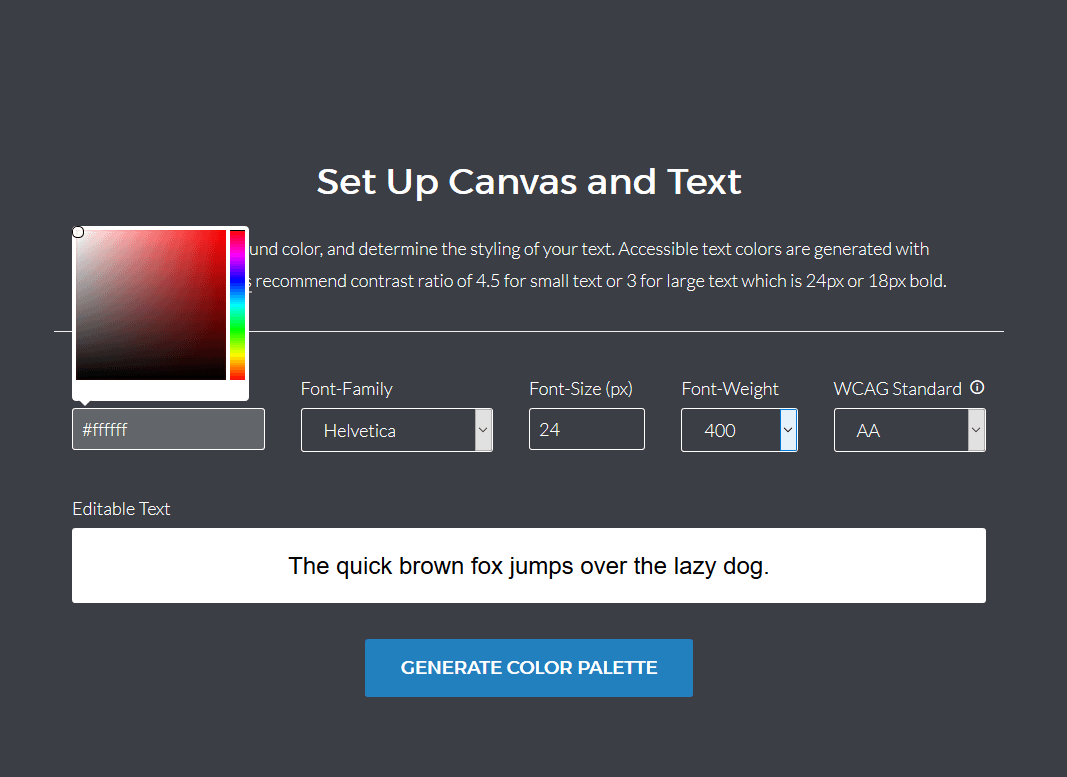 Настройка Color Safe позволяет вам установить фон, образец текста и различные параметры шрифта. 