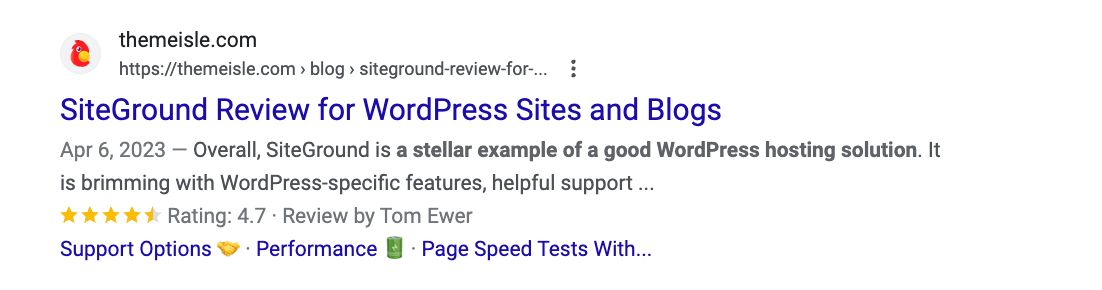 What are rich snippets: example