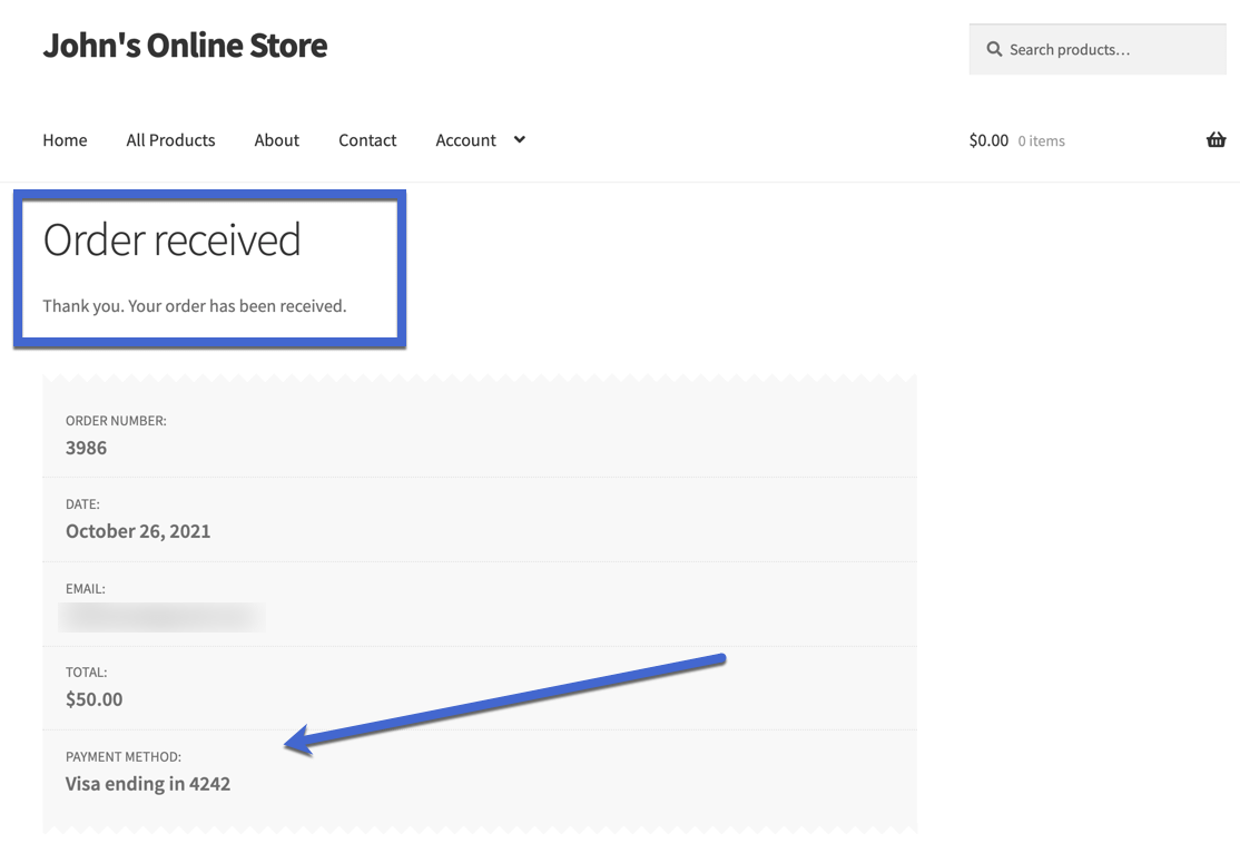 order confirmation for WooCommerce Stripe