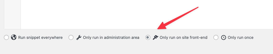 Choosing to run a code snippet only on the front-end.