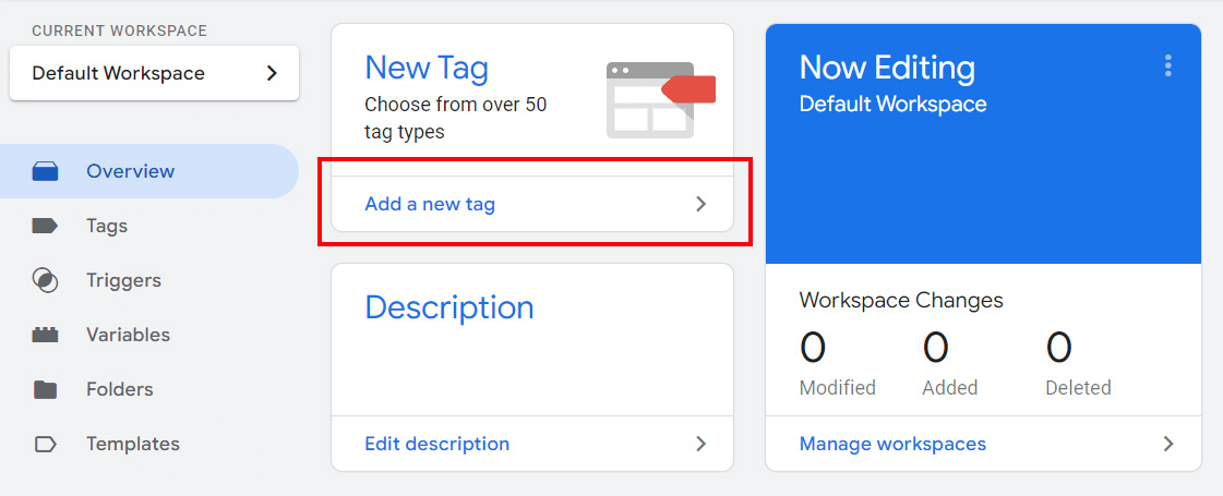 Adding a new tag in GTM.