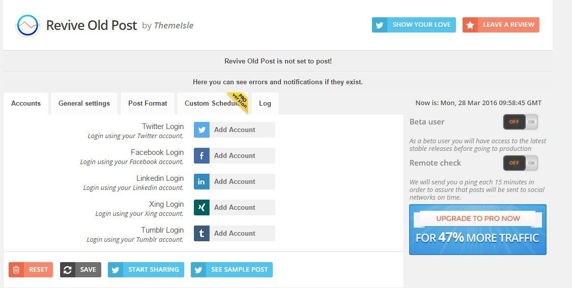 Revive old post is one of the best social media marketing tools for WordPress.