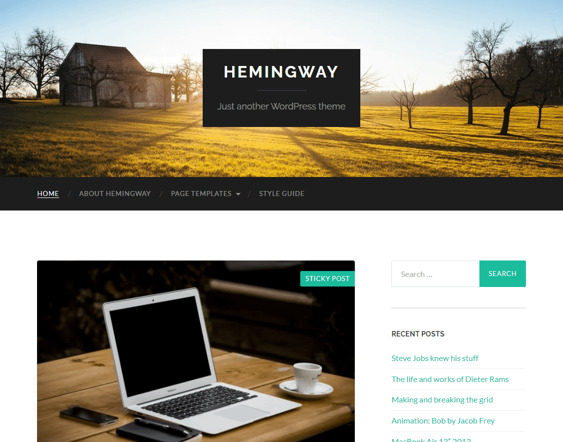 A desktop website built using Hemingway.