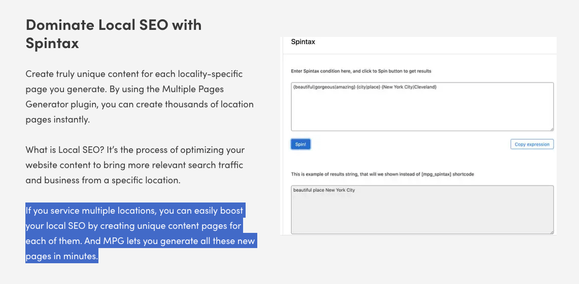 Dominate local SEO with the Multiple Page Generator plugin.