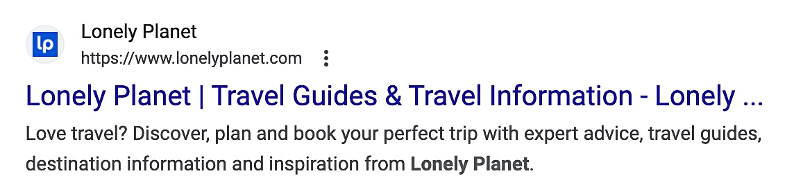 Meta description example from Lonely Planet