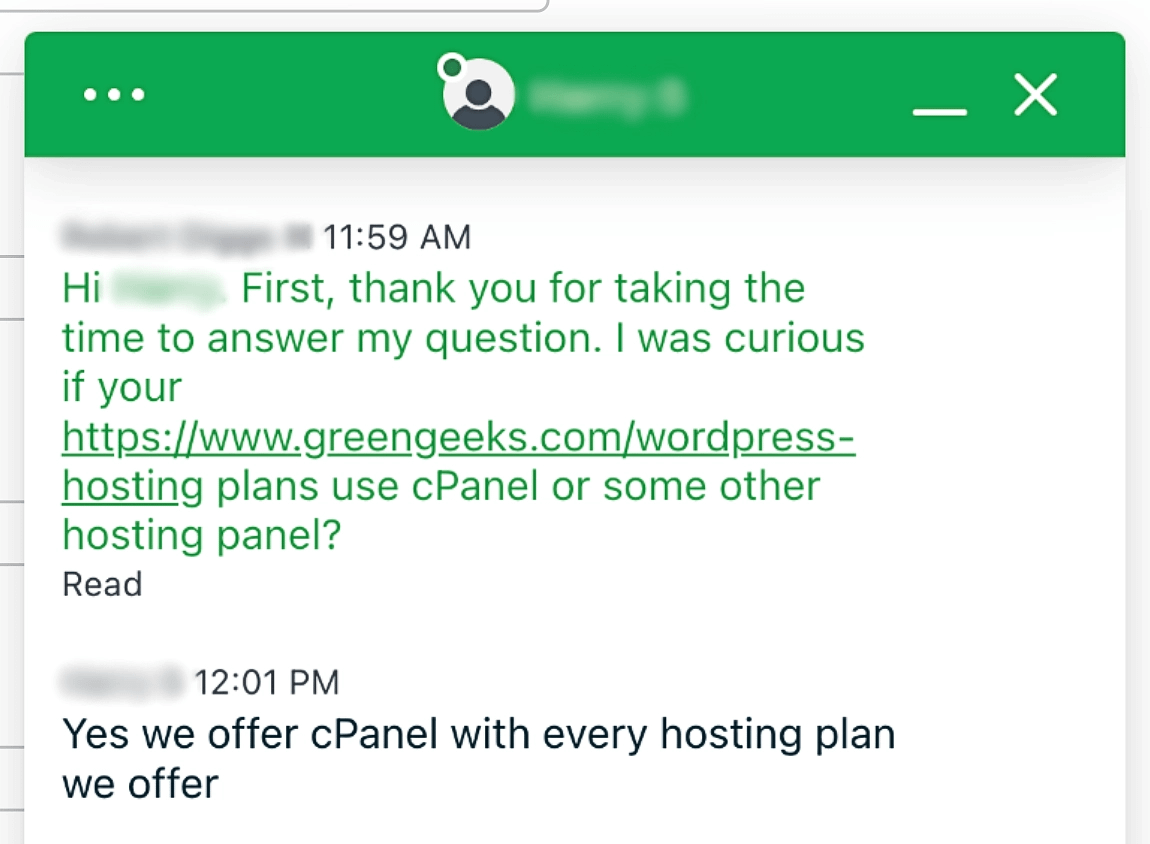 We personally tested GreenGeeks live chat support as part of our GreenGeeks review for WordPress.