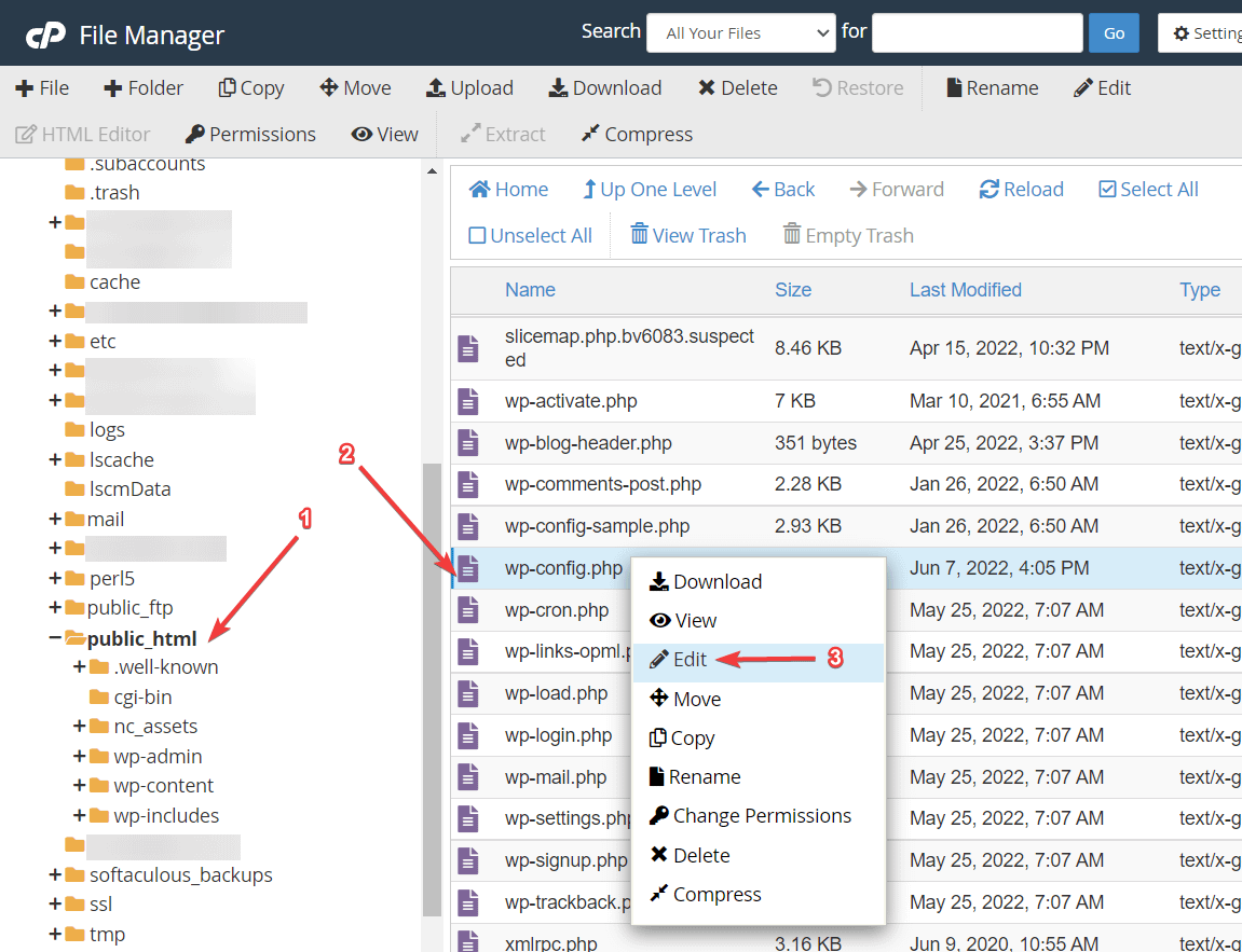 config file in publichtml folder