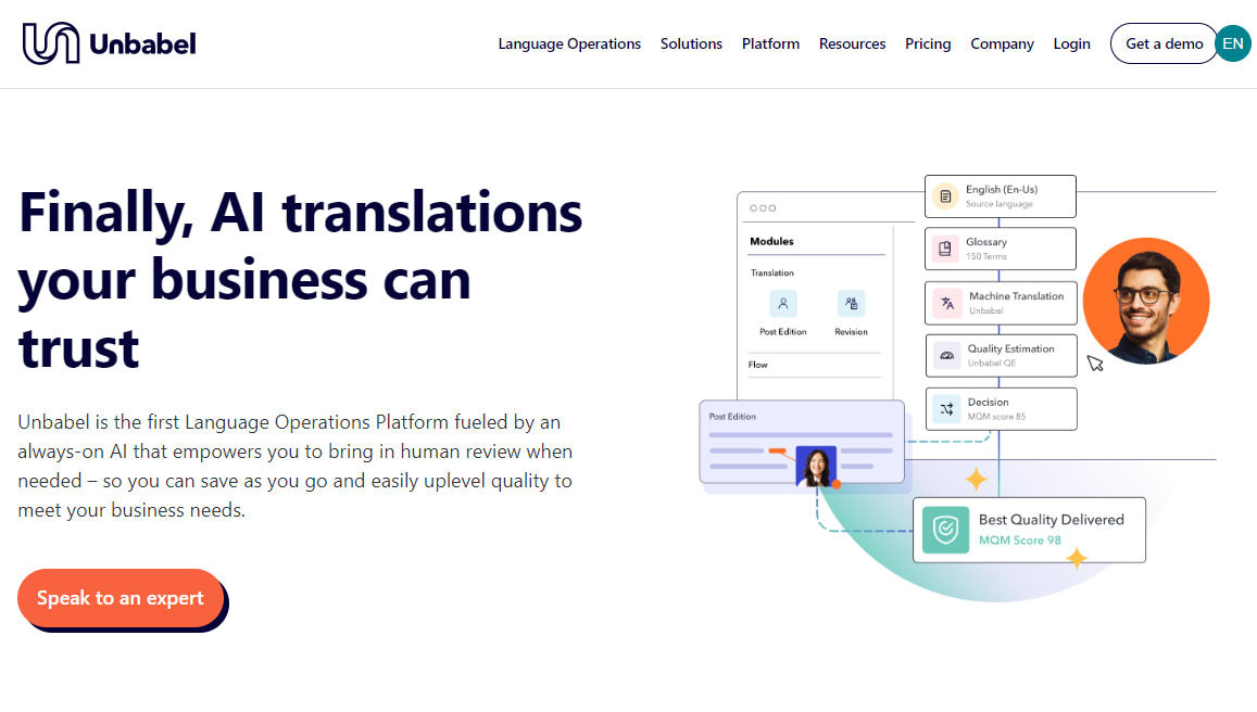 Unbabel isn't explicitly or solely an AI customer service tool, but it can be used for customer service purposes by helping your customer service team translate communications into multiple languages.