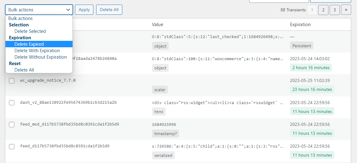 Removing WordPress Transient.