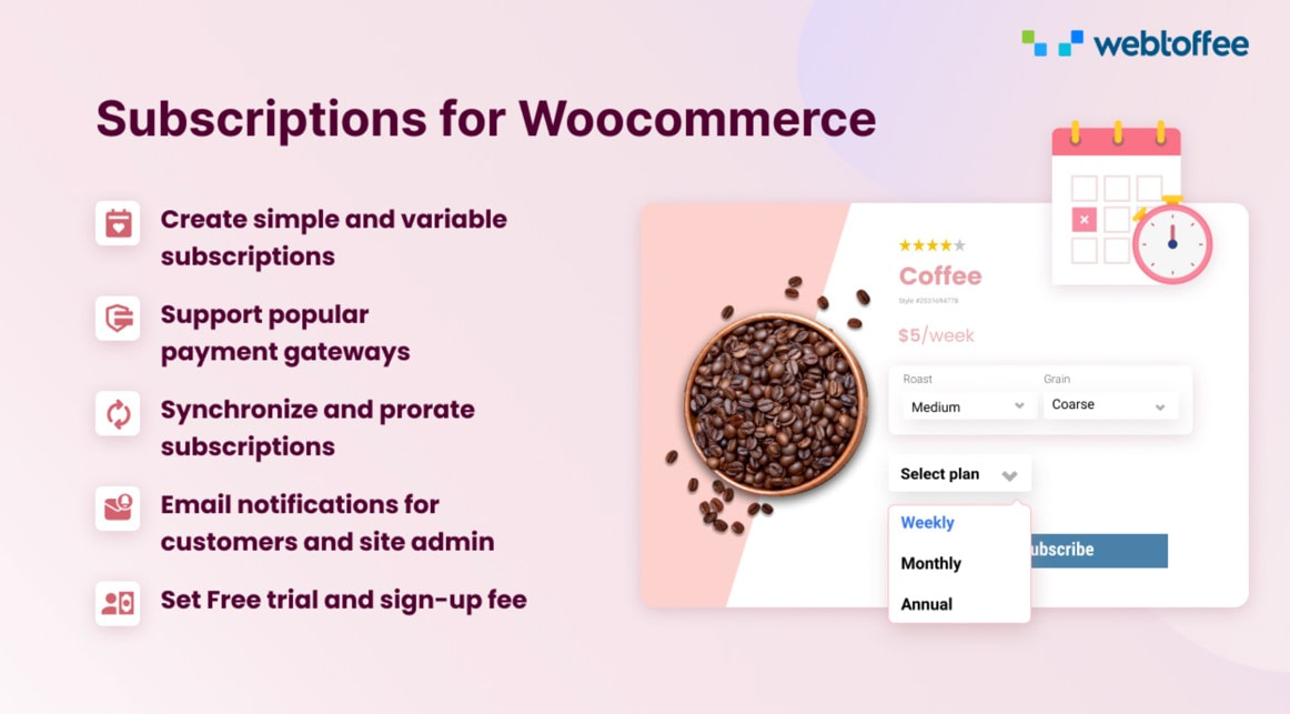 Плагины подписки WooCommerce от WebToffee