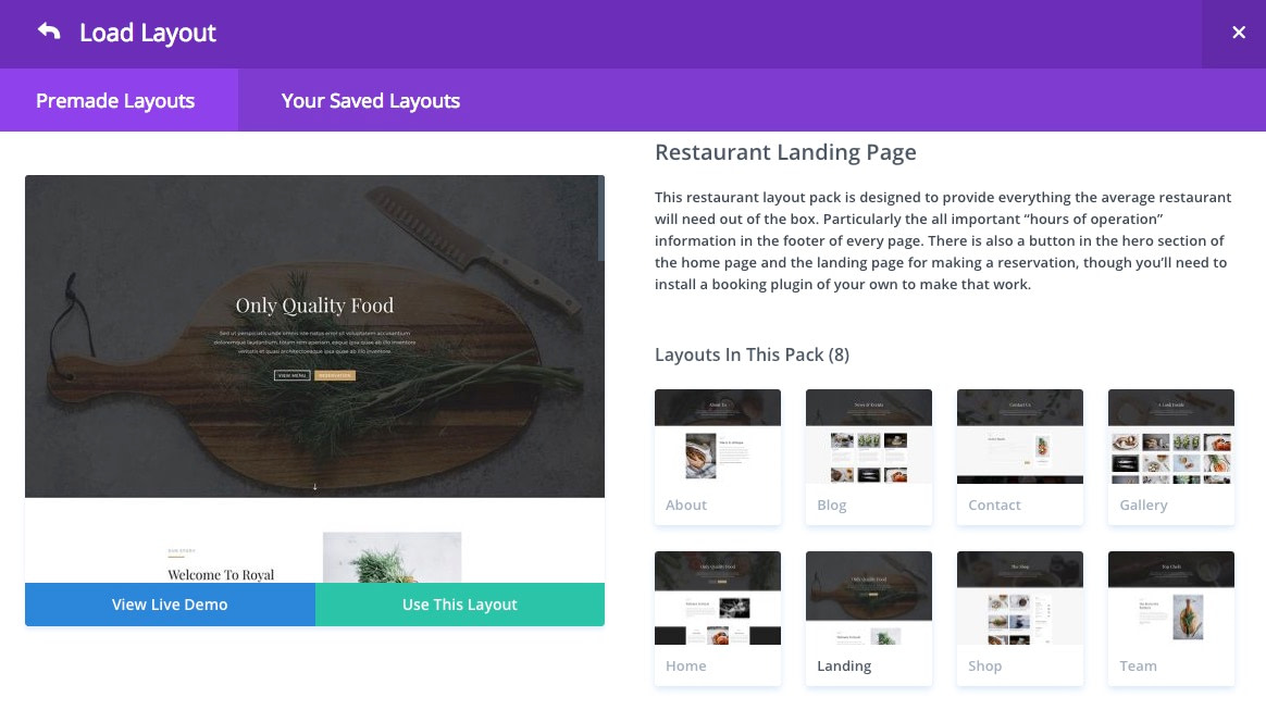 landing page select