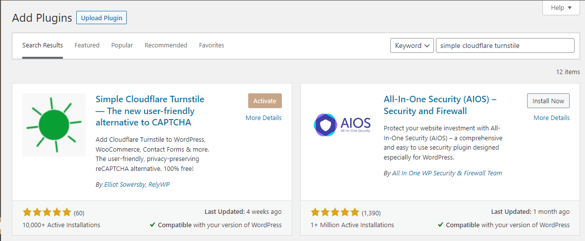 Installing Simple Cloudflare Turnstile.