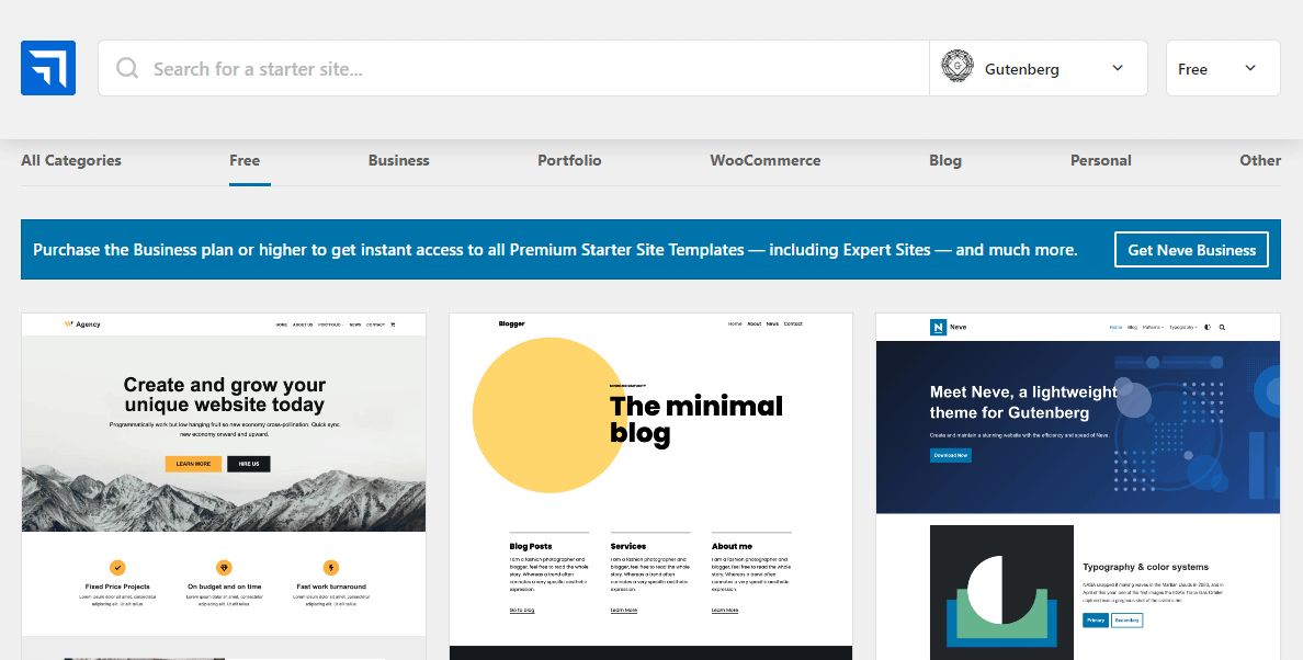 Neve starter sites can be used to quickly build a WordPress site and start selling digital art.