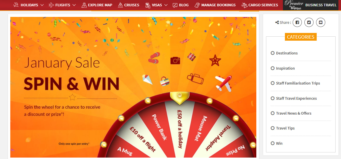A Spin the Wheel game on a website.