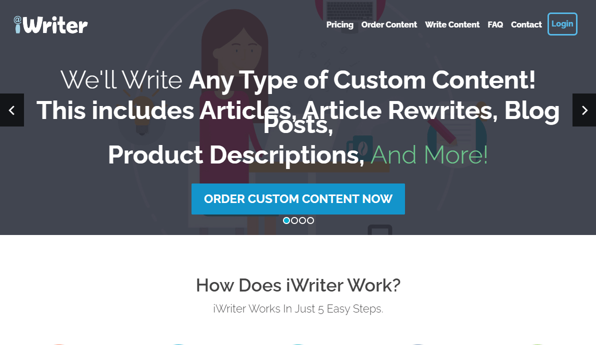 Best freelance writing websites: iWriter homepage.