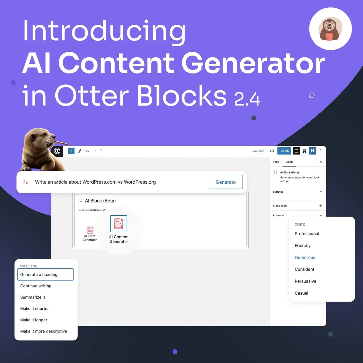 Otter Blocks AI Content Writer