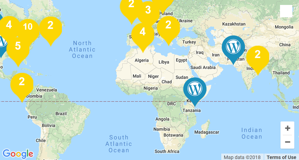 The WordCamp event map.
